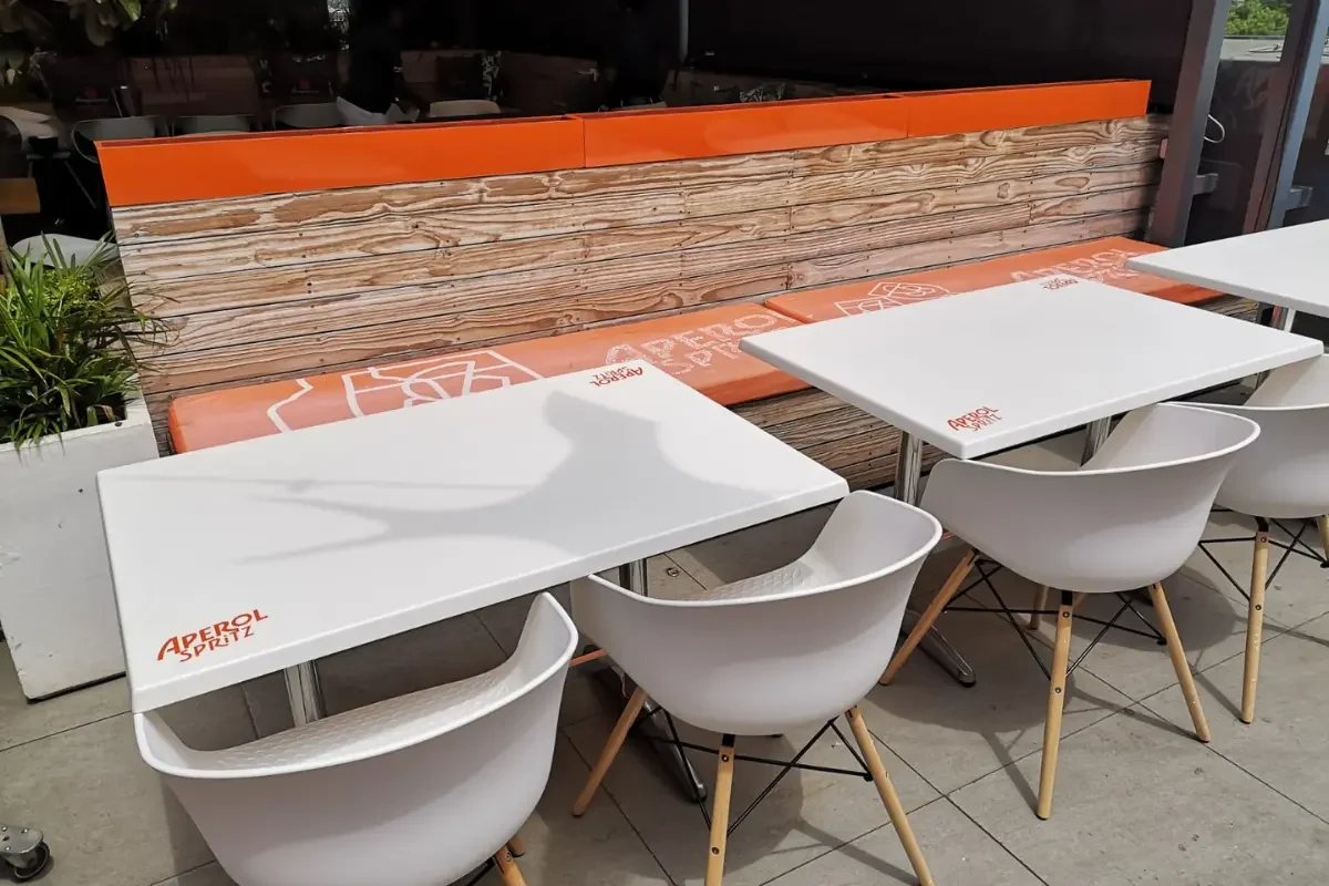 Aperol Spritz branded tables